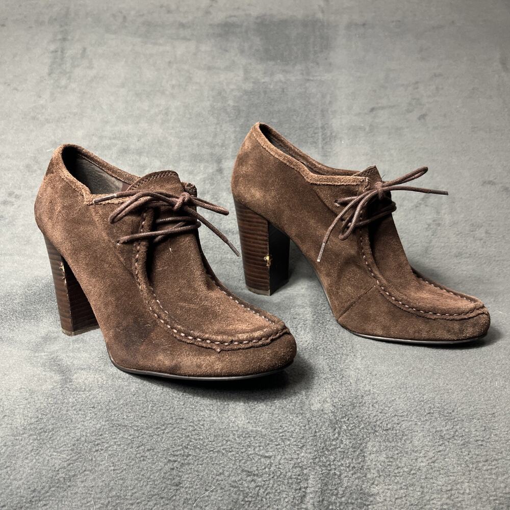 Lauren Ralph Lauren Womens Samara Brown Suede Lace-up Ankle Booties 9.5 B Preppy